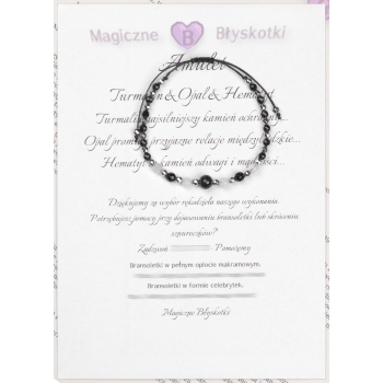 Bransoletka celebrytka czarny TURMALIN OPAL HEMATYT ochrona i przyjaźń